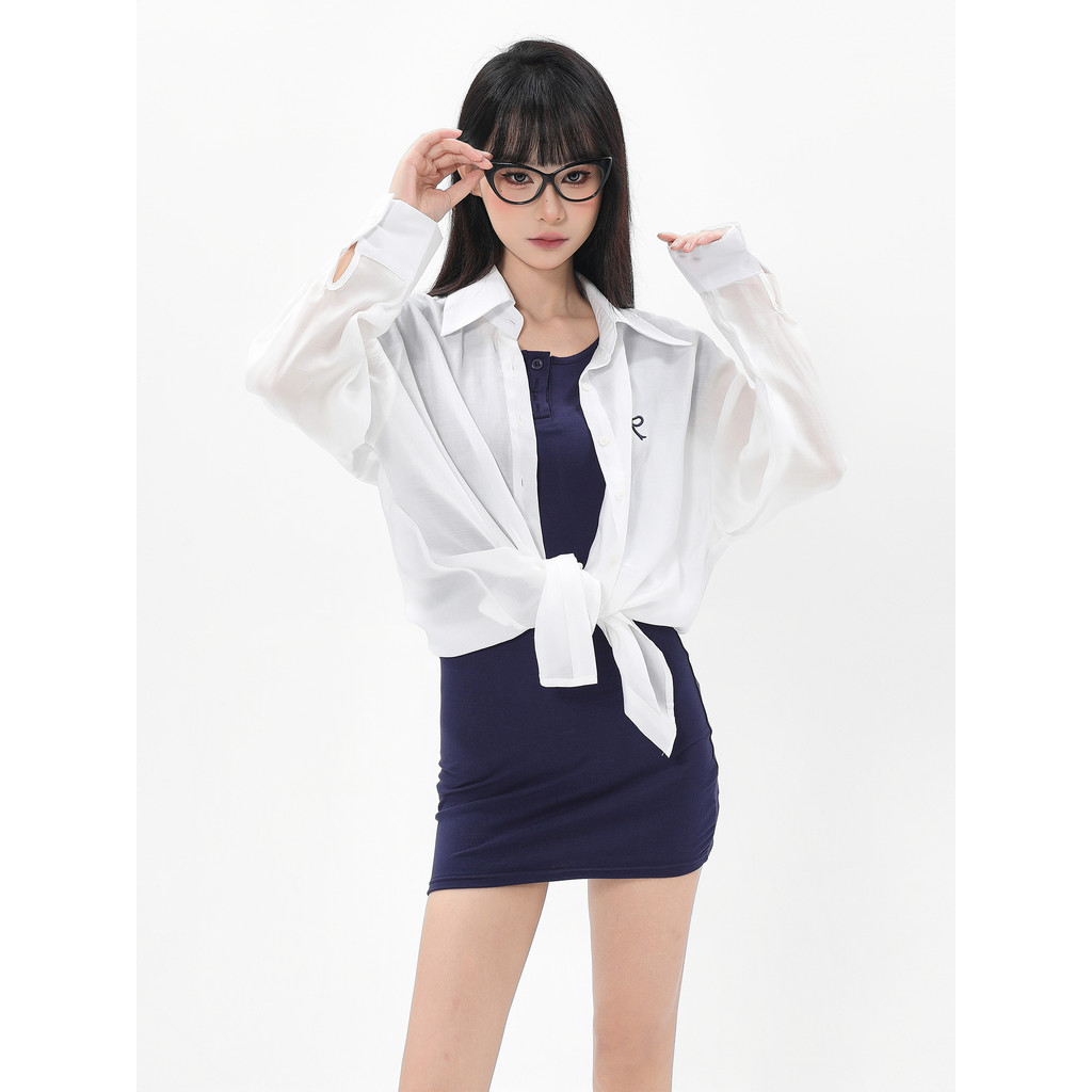 tipis kemeja longgar wanita cardigan top