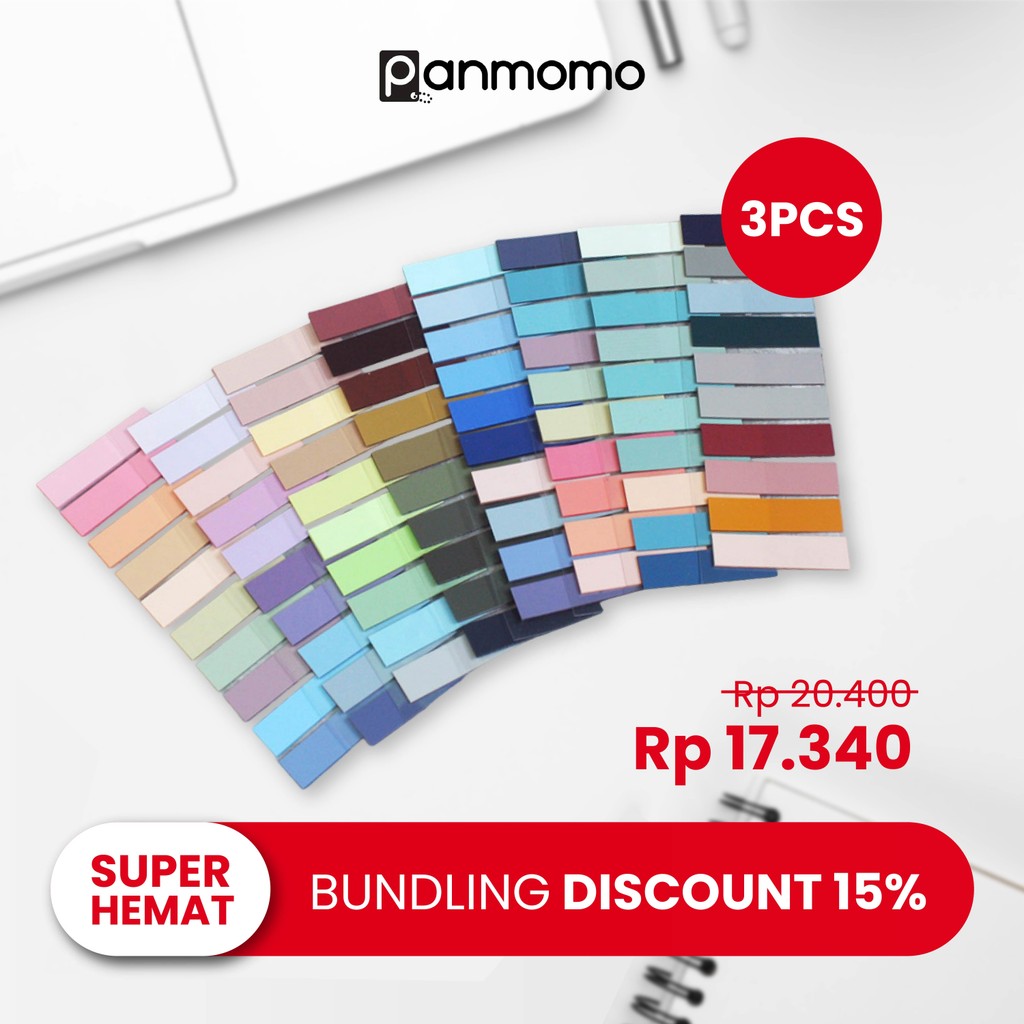

Panmomo Bundle 3 Pcs Sticky Note Transparan 10 Colorful Index Page Markers