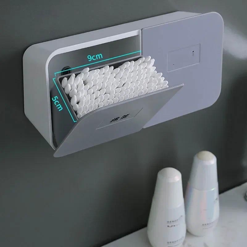 

Bathroom Organizer Cotton Pads Storage Plastic Swab Holder Wall-mounted Tampon Container Cotton Swab Holder Cosmetic Organizer