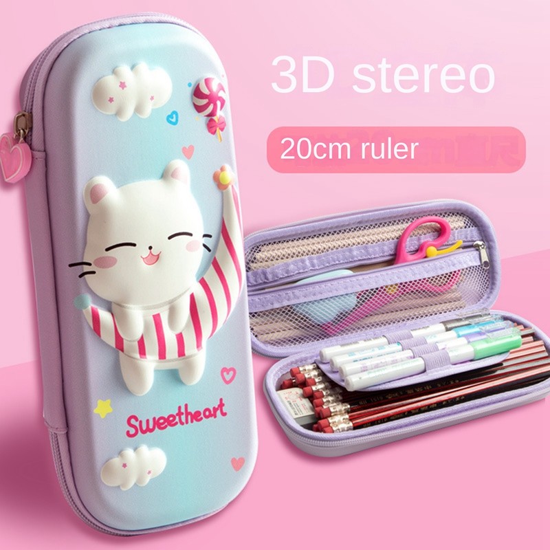 

3D Girls Pencil Case Cute Stationery Box EVA Pencil Box Cartoon Animal Pen Case Children School Supplies Storage Box