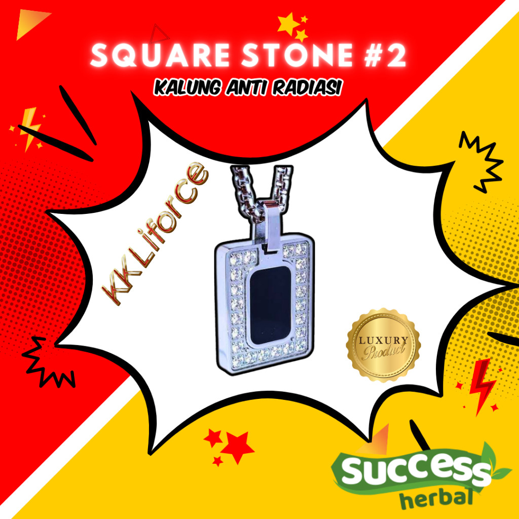 [Best Seller For Man] Kalung Kesehatan Pria KK Liforce Original Model Square Stone (Paket Pemula) + 