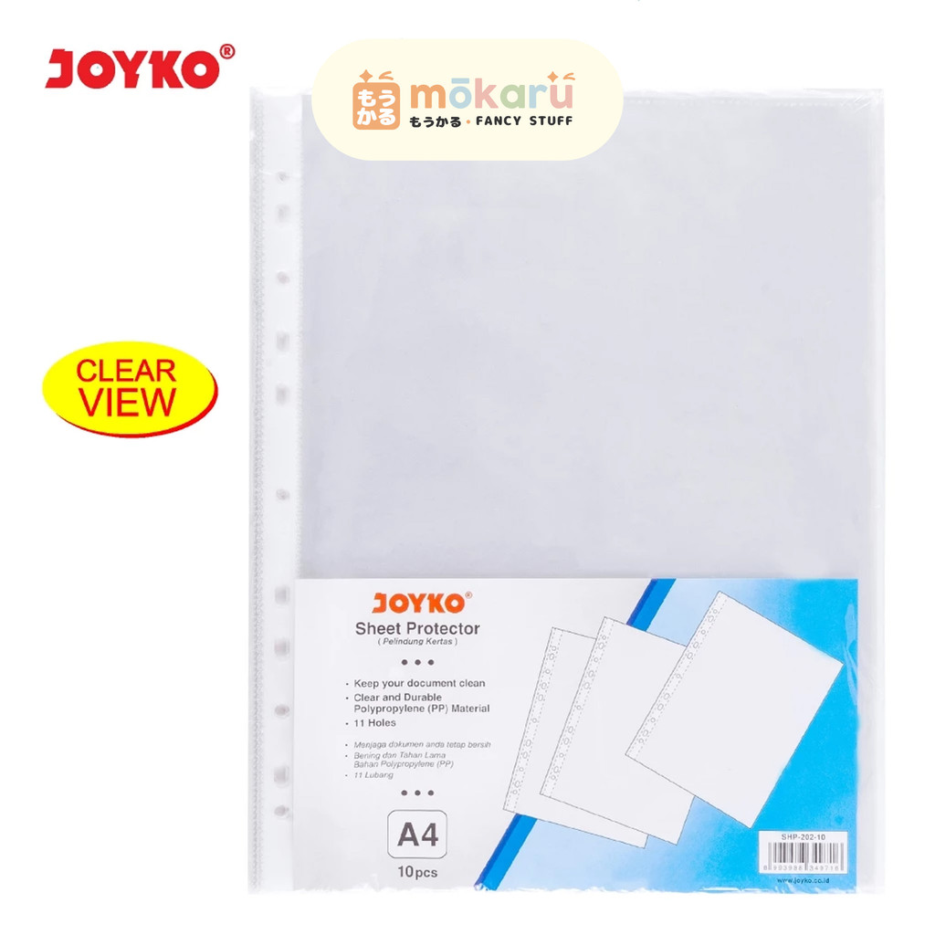 

Joyko Sheet Protector SHP-201-10 F4 Folio isi 10 Pcs / Pelindung Kertas Murah Berkualitas /PP Pocket