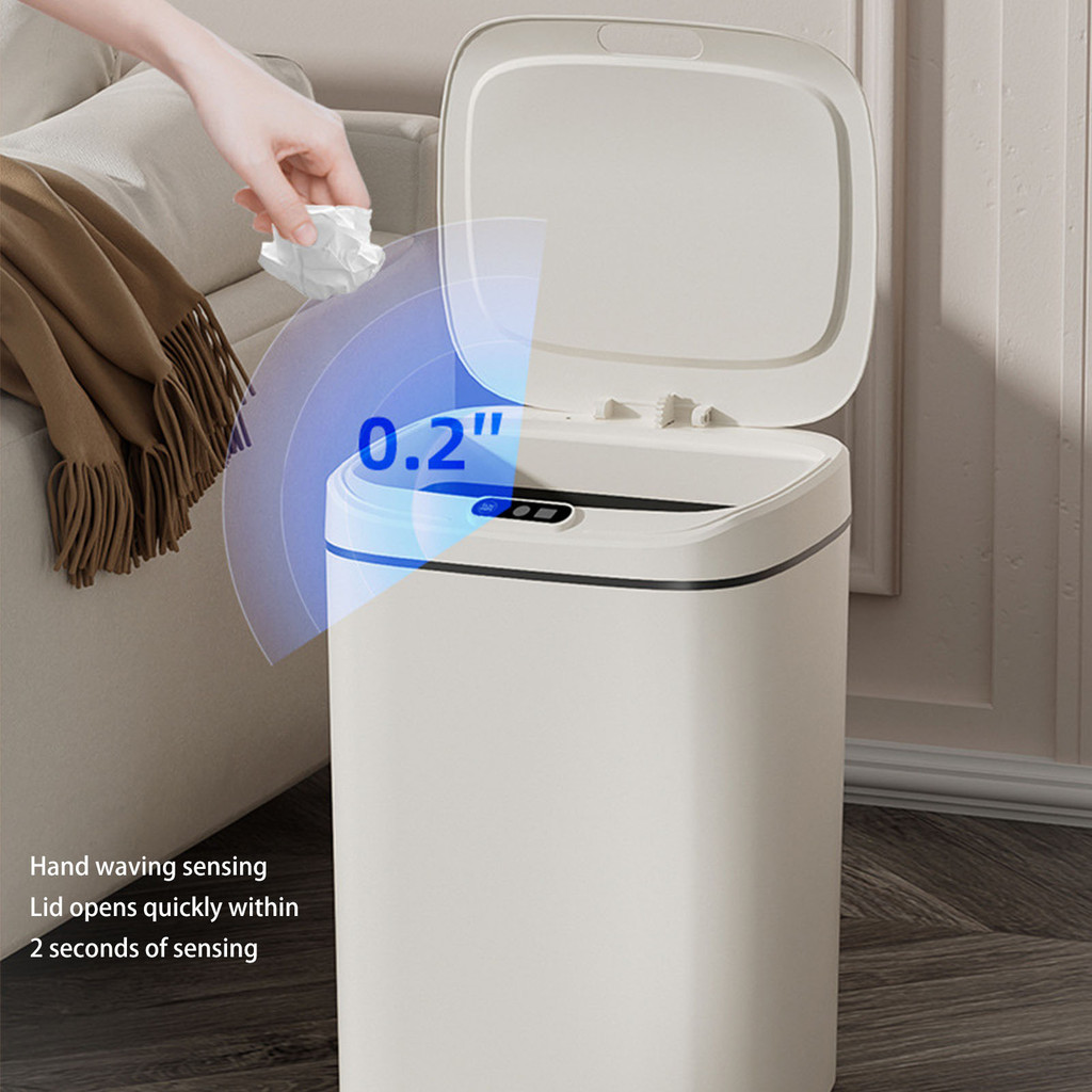 

Bathroom Automatic Trash Can Battery Powered Prevent Smell Easy To Clean Automatic Motion Sensor Rubbish Can for Living Room