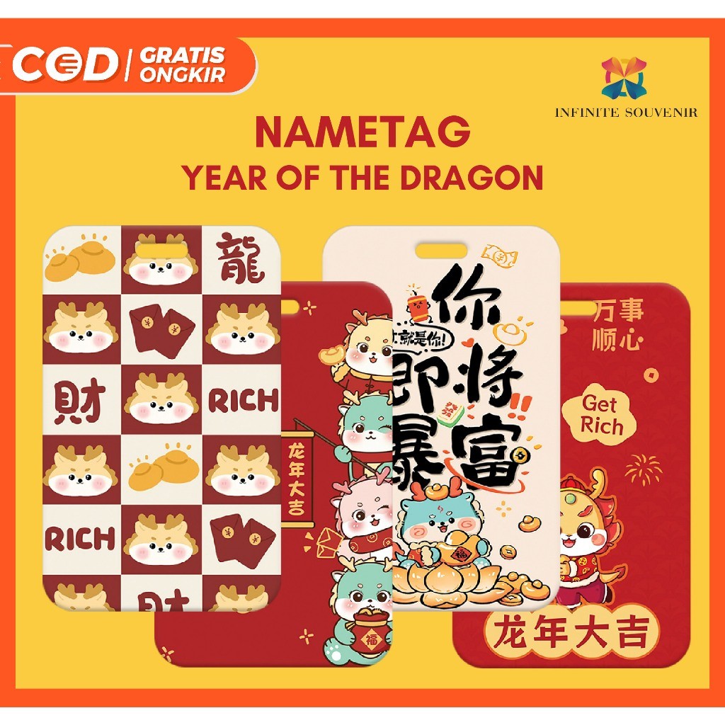 

(N009) Nametag Year Of The Dragon TANPA TALI / Card Holder Imlek 2024 / ID Card Tahun Naga / Tempat Kartu