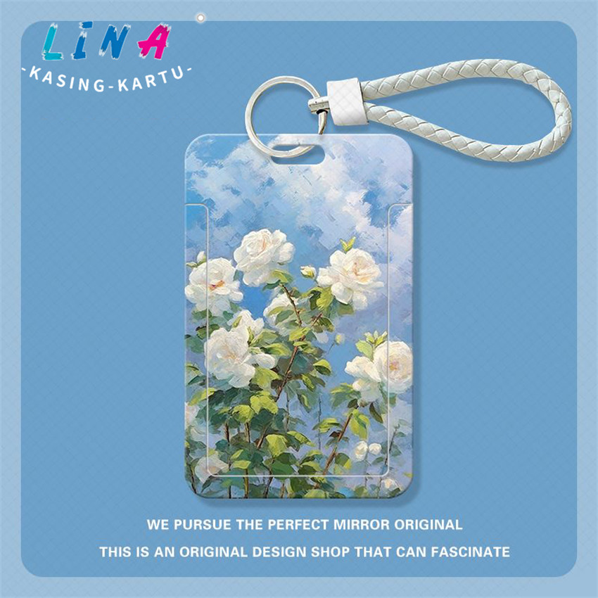 

Lukisan cat minyak mawar putih set kartu geser mahasiswi perempuan kartu makan kartu kereta bawah tanah bus kartu identitas penutup pelindung kartu kampus kontrol akses