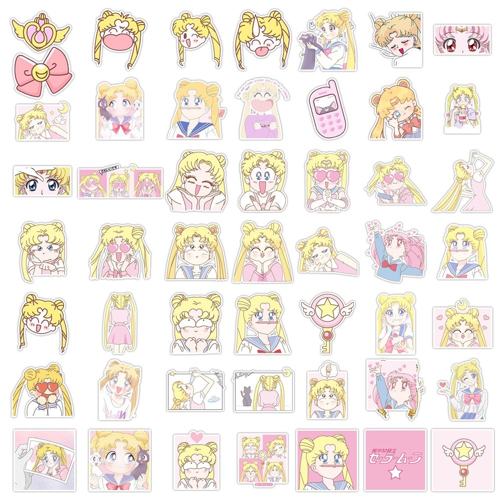 

50 Pcs Sticker Sailor Moon Vinyl Waterproof untuk Tempelan Laptop Tumbler HP Koper DIY [5]