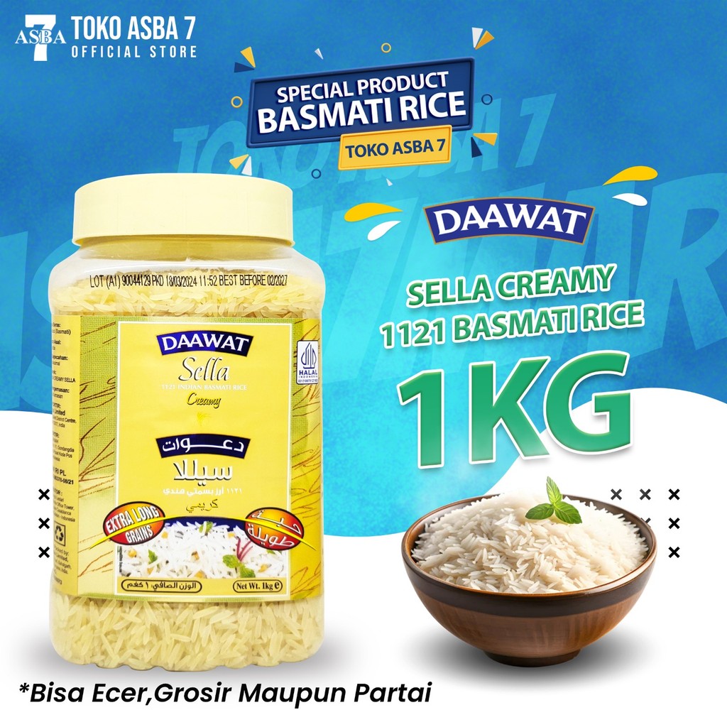 

DAAWAT SELLA 1121 CREAMY BASMATI TOPLES 1KG