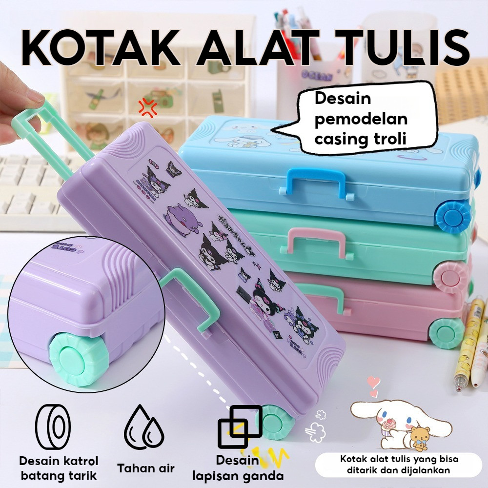

Sanrio Seri Anime Kartun Pensil Kasus Troli Kotak Alat Tulis Lucu Kuromi/Melody Yugui Anjing/Pacha Anjing