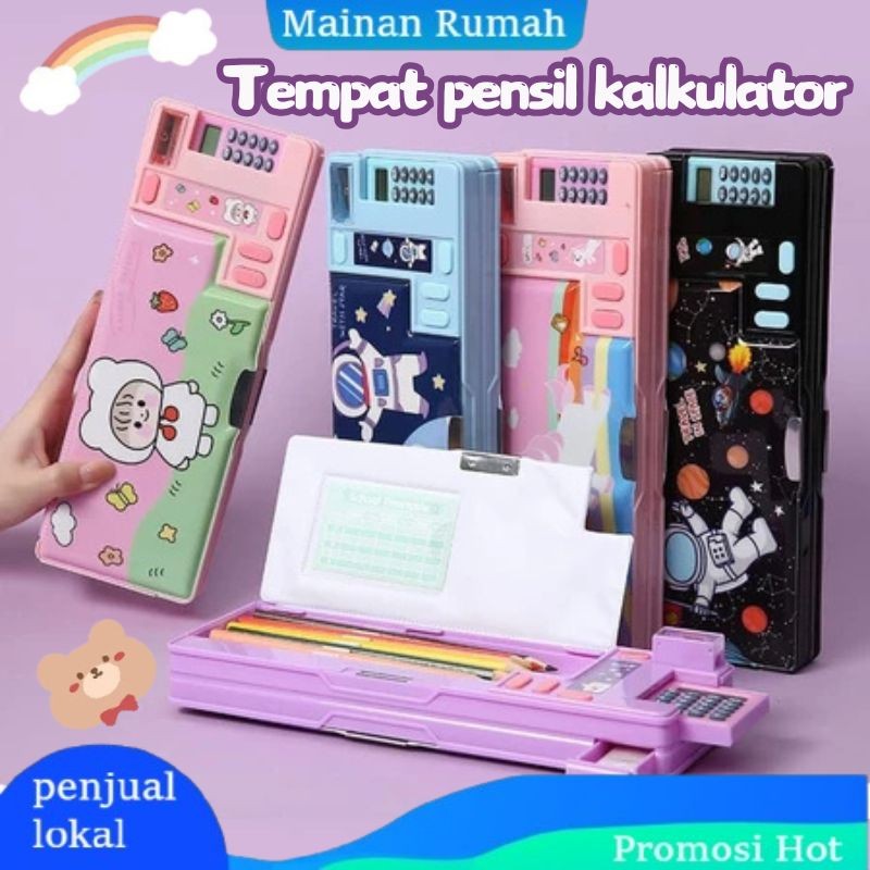 

【Local Delivery 】Kotak alat tulis Pop Out kartun multifungsi portabel band pembelajaran hadiah alat penyimpanan alat penyimpanan dengan kalkulator