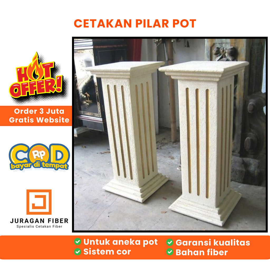 Cetakan Pilar GRC Tinggi 70cm / Pilar Pot Bunga Semen / Pot Bonsai / Pilar Pit Bunga