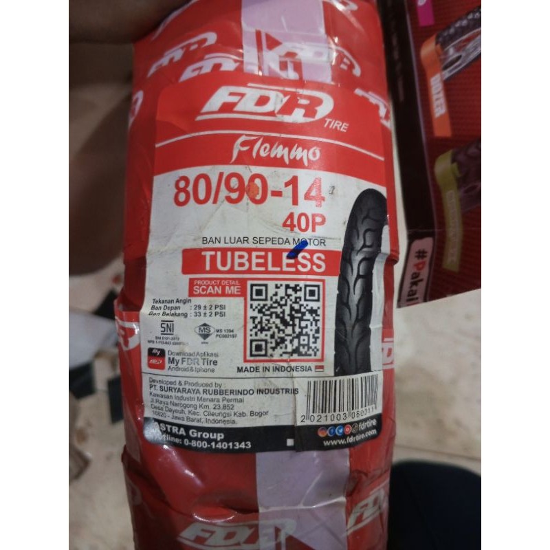 BAN FDR FLEMMO 80/90-14 RING 14 / BAN FDR TUBELESS TUBLES RING 14 ( 80/90-14 ) BAN FDR TUBLES RING 1