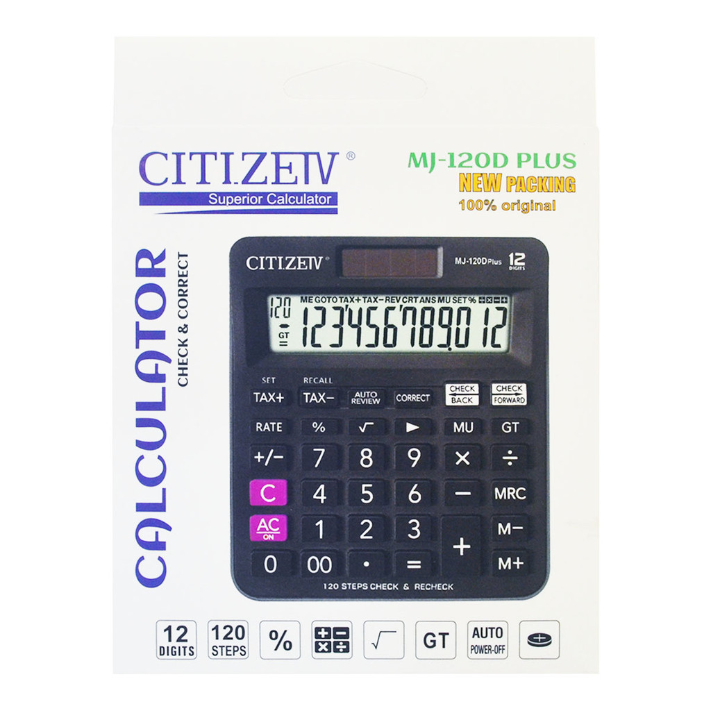 

Kalkulator Citizeiv MJ-120D Plus Besar 12 Digits Calculator mirip Casio