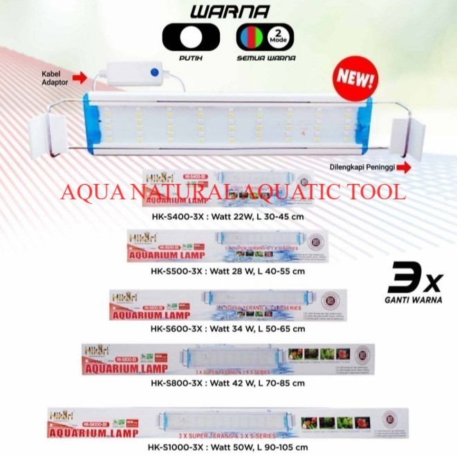 Lampu gantung aquarium series 3 x mode 6 rows LED HIKARI HK S 400 500 600 800 1000 3 X MODE untuk ak