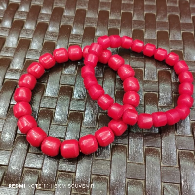 Gelang batu akik merah marjan