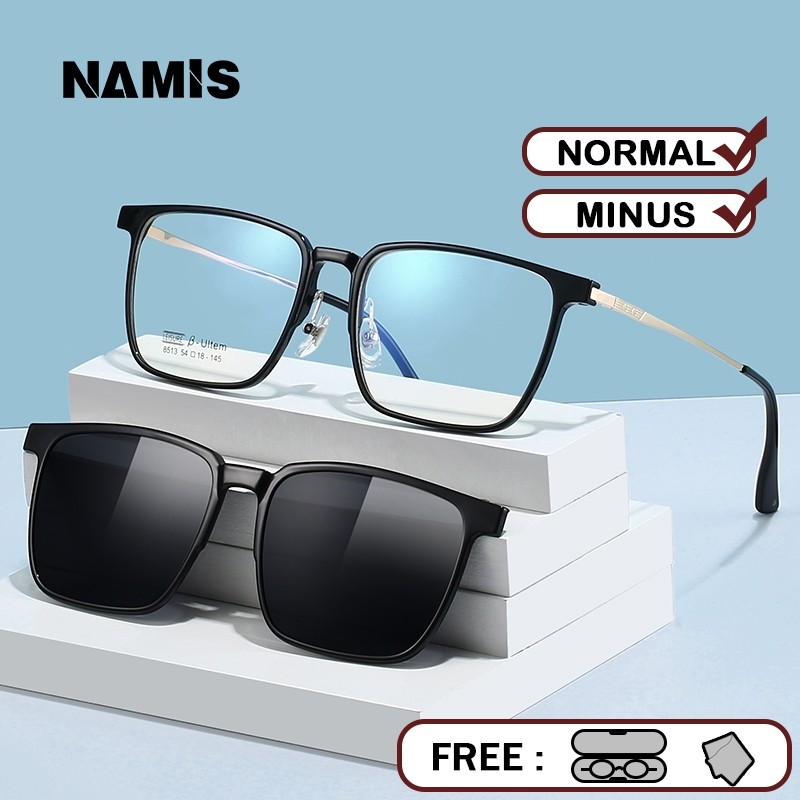 Namis Kacamata Clip On Hitam Minus Wanita Pria Anti Blueray Photocromic Bluecromic Kaca Mata Optik