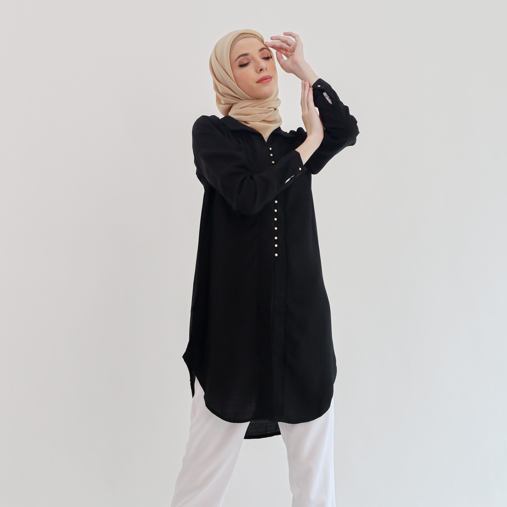 AZZAR Tunic Panjang Wanita Veria Hitam