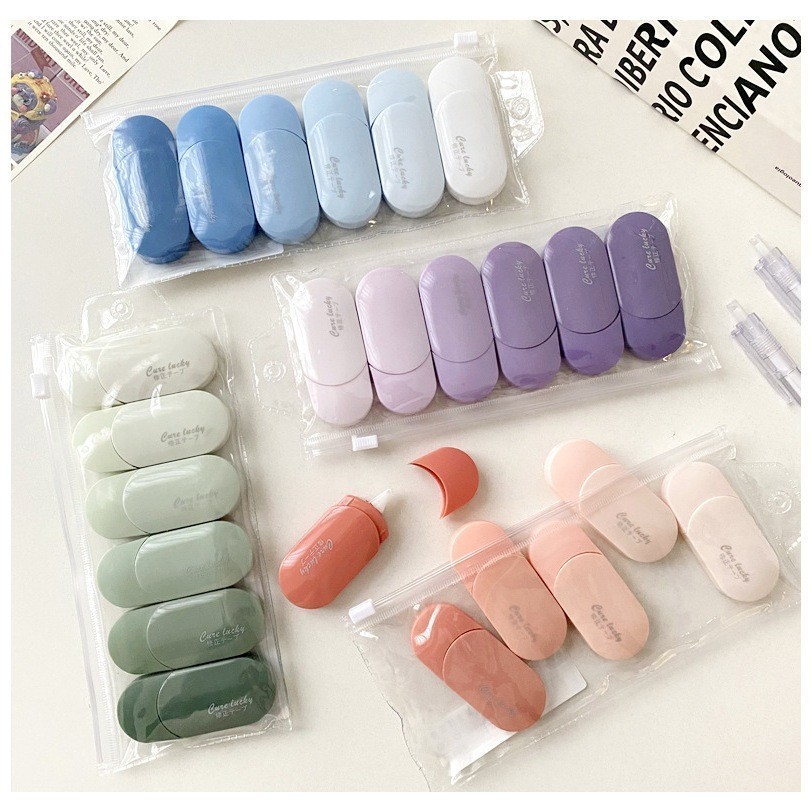

Ay00! [ ] 6PCS Correction Tape / Tip Ex Kertas / Pita Koreksi 30 Meter Warna Pastel Tidak Mudah