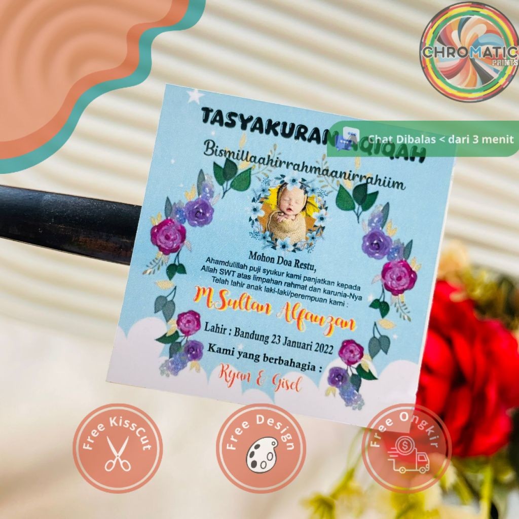 

chromatic Print Stiker Tasyakuran Aqiqah Bayi Sticker Syukuran Aqiqah Anak Bentuk Kotak Uk. Kecil