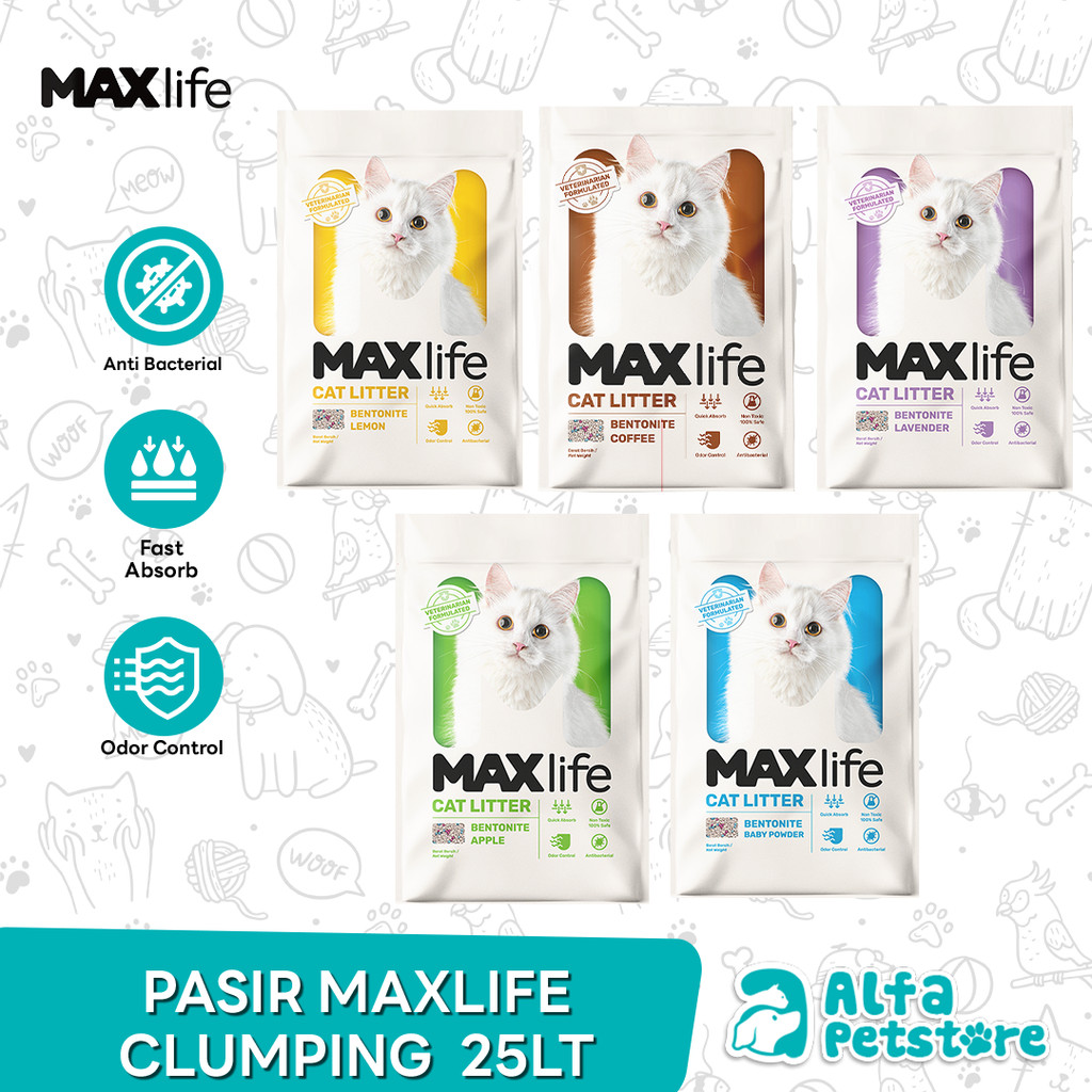 Pasir Kucing Maxlife Gumpal Wangi Clumping Bentonite 25 Liter