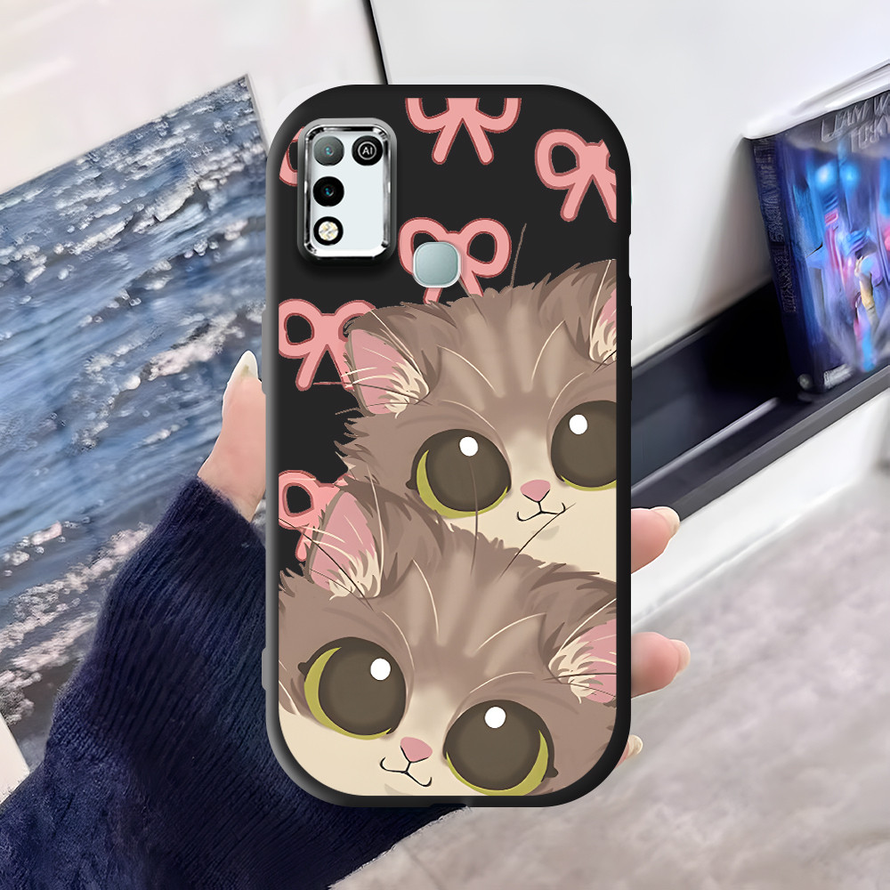 Infinix Hot 10 Play 11 Play New Original Cartoon Design Silver Edge Lens Fatty Soft Liquid Silicone 