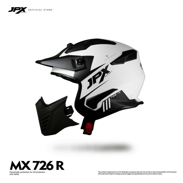 Terlaris -JPX Full Face MX-726R Pearl White Gloss/Black - XXL