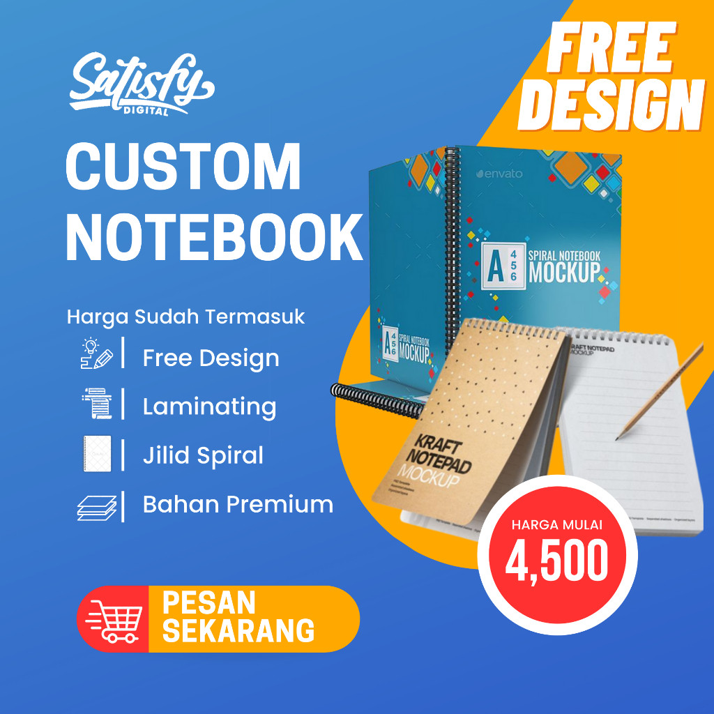 

Notebook / Notes custom Spiral Cover Depan dan Belakang Ukuran A6, A5, A4 MURAH