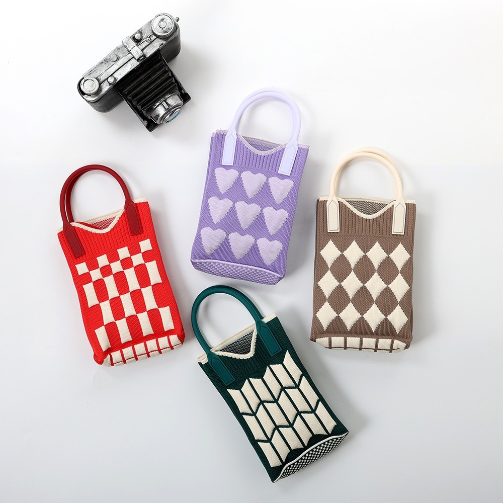 TAS HP MINI RAJUT SELEMPANG SLING BAG KNITTED MOTIF LUCU
