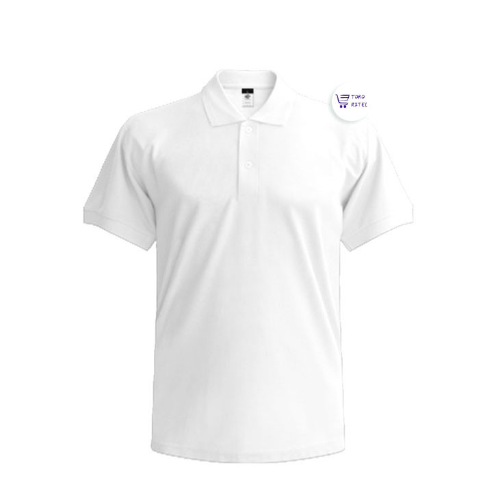 Kaos Polo Putih Polos/ Kaos Polos Putih Kerah / Kaos Polo Putih / Kaos Kerah Putih BARU