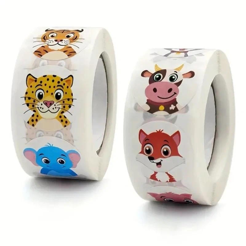 

Round Animal Zoo Children Sticker Label Scrapbooking Children Thank You Stickers Tag Gift Sealing Label Decoration