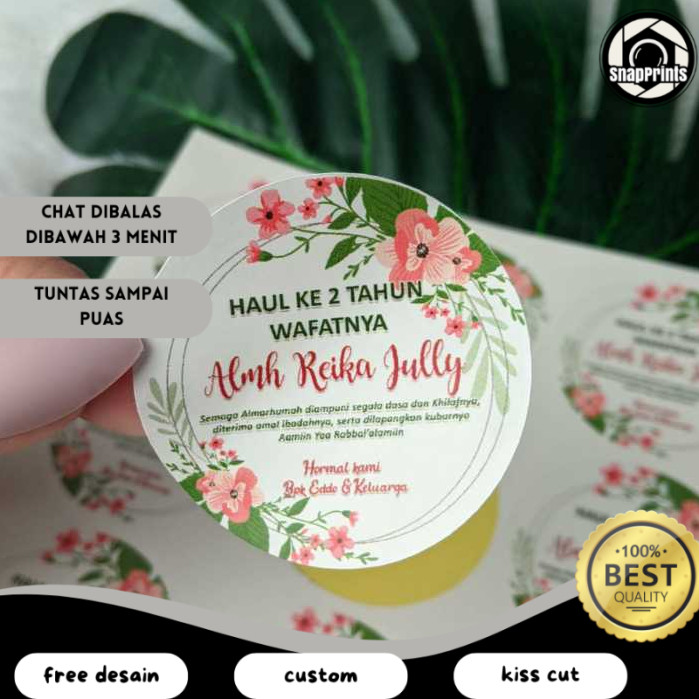 

SP 5-8 Stiker Tahlil Haul Sticker Pengajian Mengenang Wafatnya 40 100 1000 Hari Tahlilan