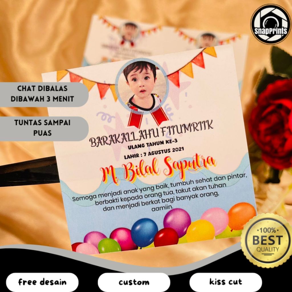 

SP 9-15 Sticker Ulang Tahun Anak Bentuk Kotak Stiker Ultah Undangan Happy Birthday Uk.Besar