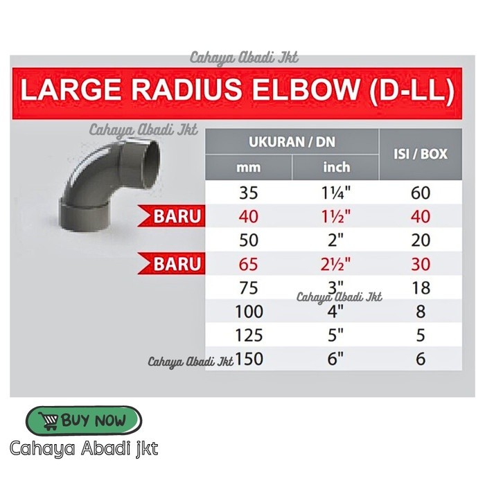 Keni 4" Leher Panjang / Knee Large Radius Elbow D LL 4in