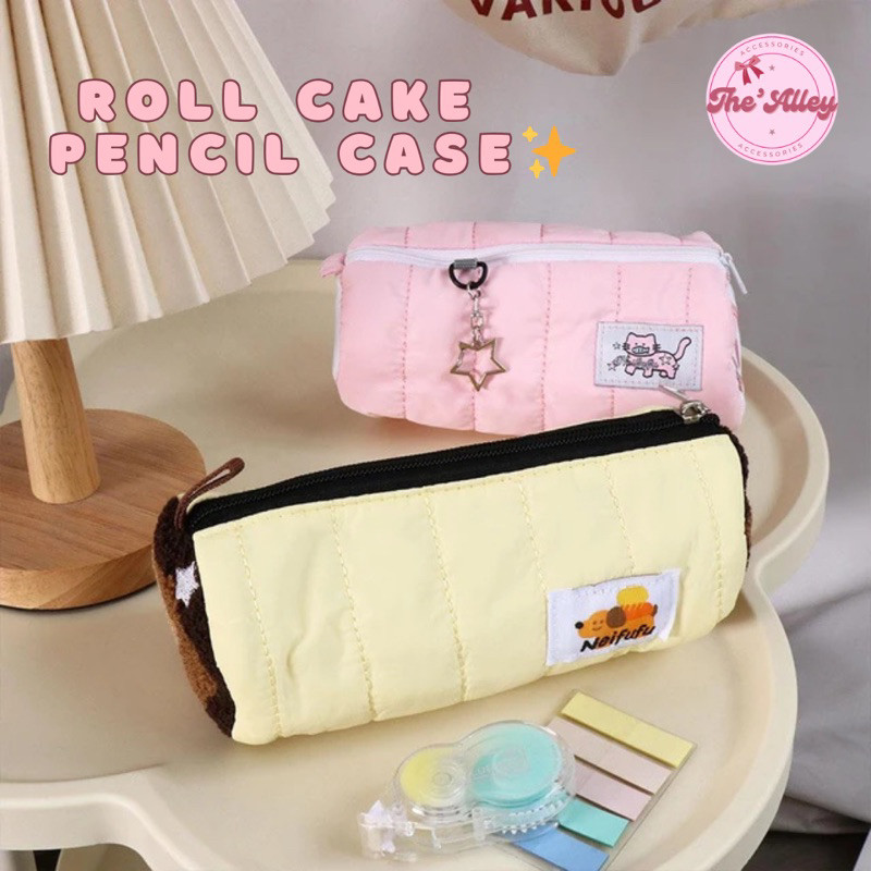

kotak pensil aesthetic korea tempat pensil Korea Roll Cake Tas Makeup Roll Cake Premium
