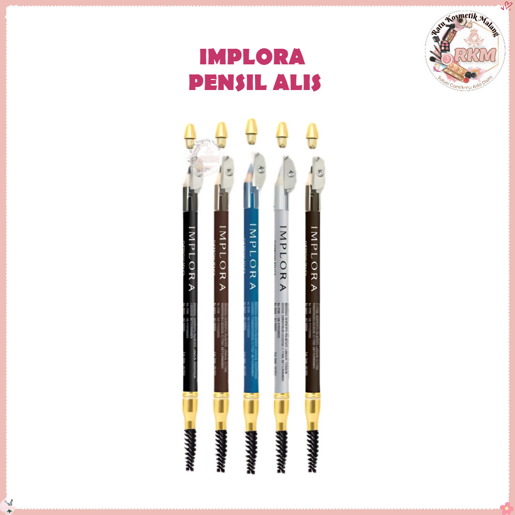 IMPLORA Pensil Alis Coklat Hitam Silver Biru Brown Dark Grey (BPOM) Eyebrow Pencil