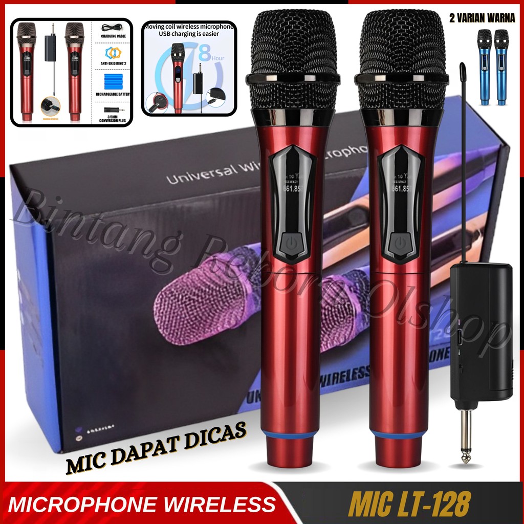 SERBA COD Profesional 2 Mic Wireless | Microphone Karoke Mic Duet LT-128 VHF (isi 2) | Microphone Mi