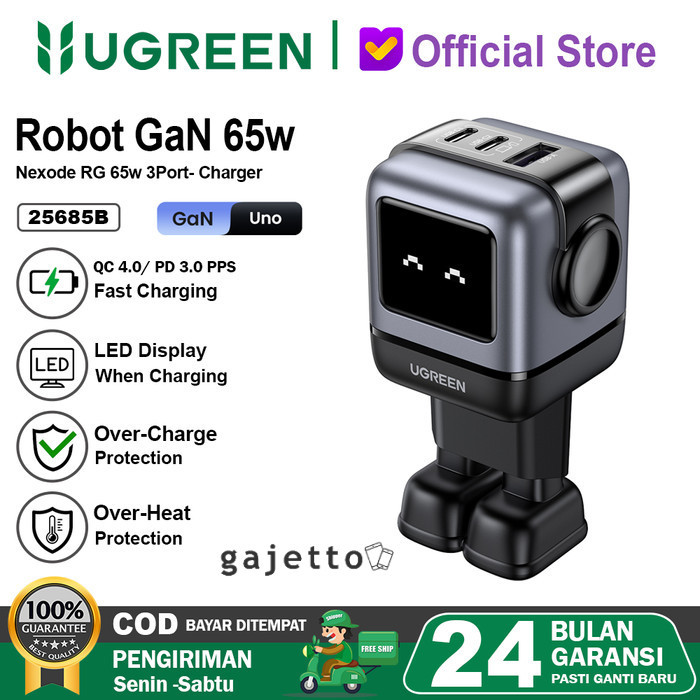 UGREEN Charger GAN Nexode ROBOT Mini Size PD Fast Charging 65W