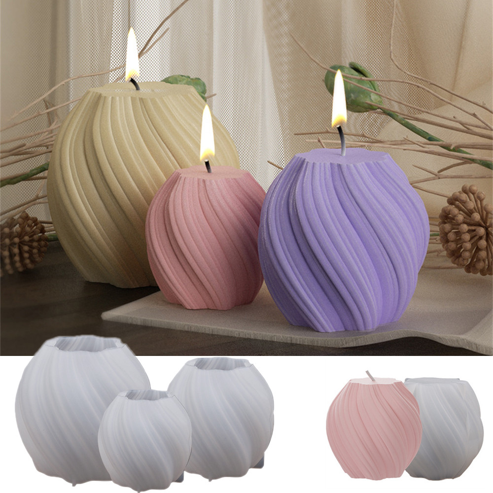 

1Pc 3D Candle Silicone Mold Rotating Pillar Shape Multiple Sizes for DIY Candle Resin Soap Aromatherapy Making Mold Accessories