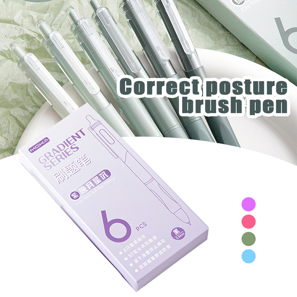 

Pulpen aesthetic korea 0.5mm pulpen gel mekanik Pena tanda tangan berbasis air Gel Pen 6pcs
