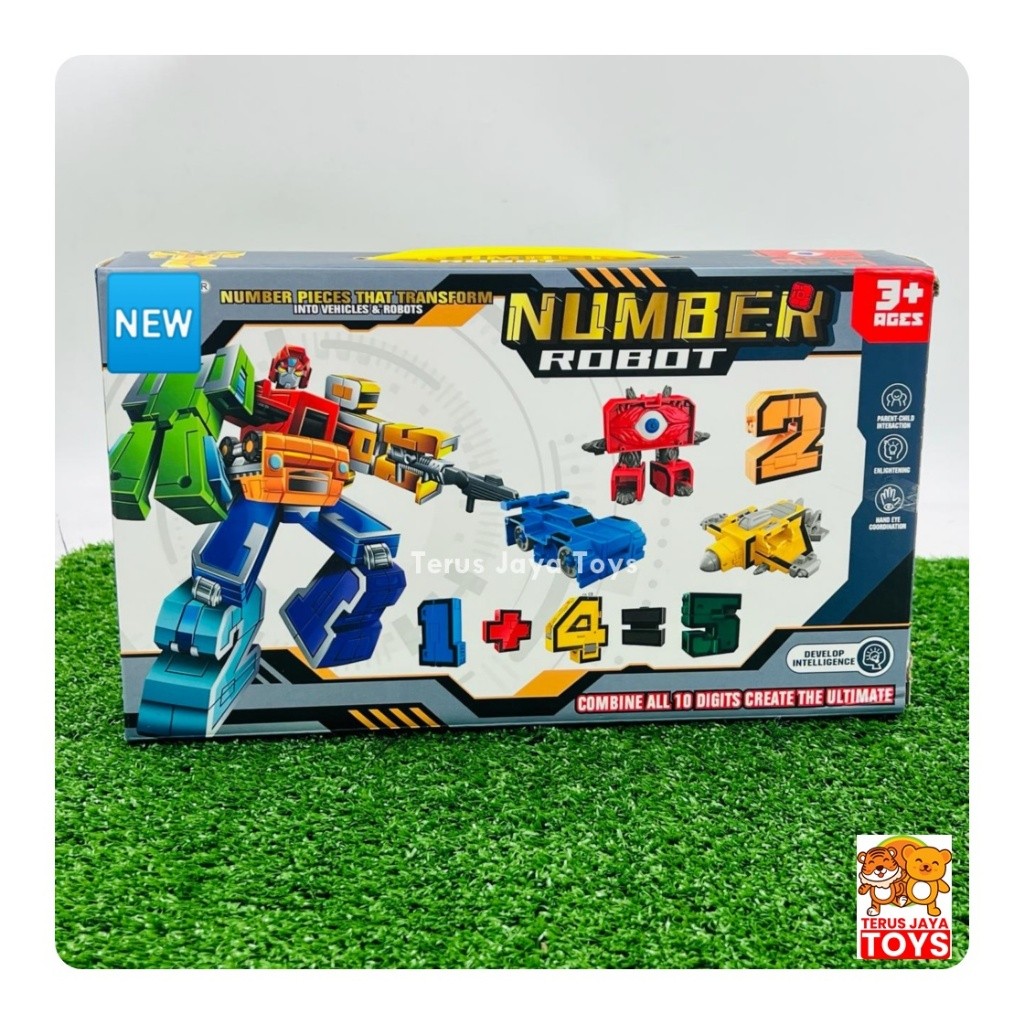 ARDHIANTOSHOP Mainan Robot Angka 0 Sampai 9 Bisa Digabung Jadi Robot Besar - Transformer Angka Robot
