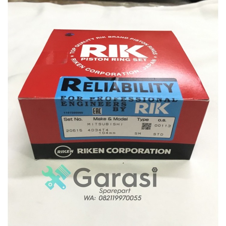 Ring Piston Ring Seher Canter Super Ps125 Hdx Ps136 Hdx Rik Japan ORI