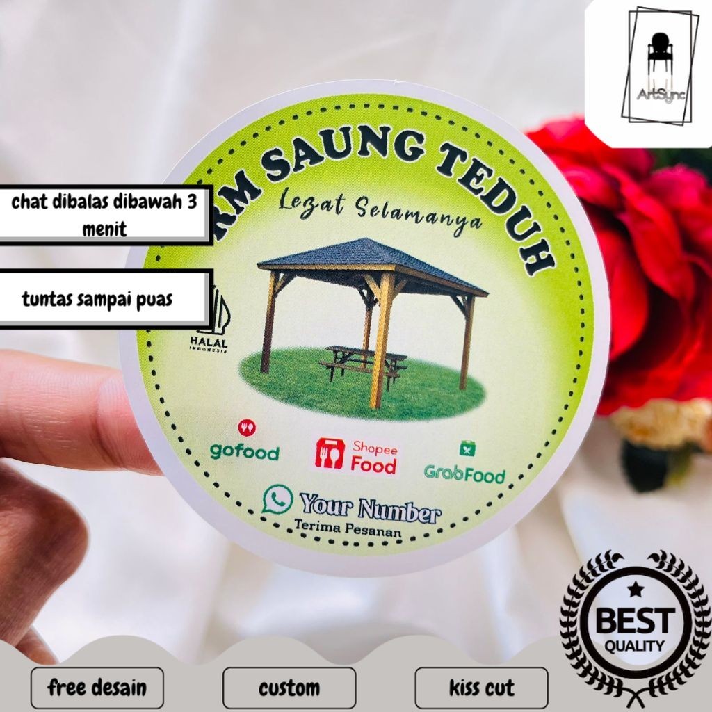 

Syncart 9-15 Sticker Label Rumah Makan Free Desain Custom Nama Brand Restoran Stiker Chromo Murah