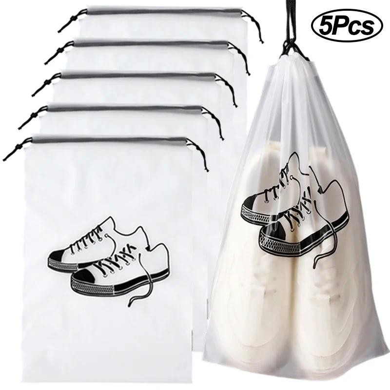 

1/2/5Pcs Transparent Shoes Storage Bag Portable Travel Packing Drawstring Pouch Waterproof Dust-proof Bags Home Shoes Organizer
