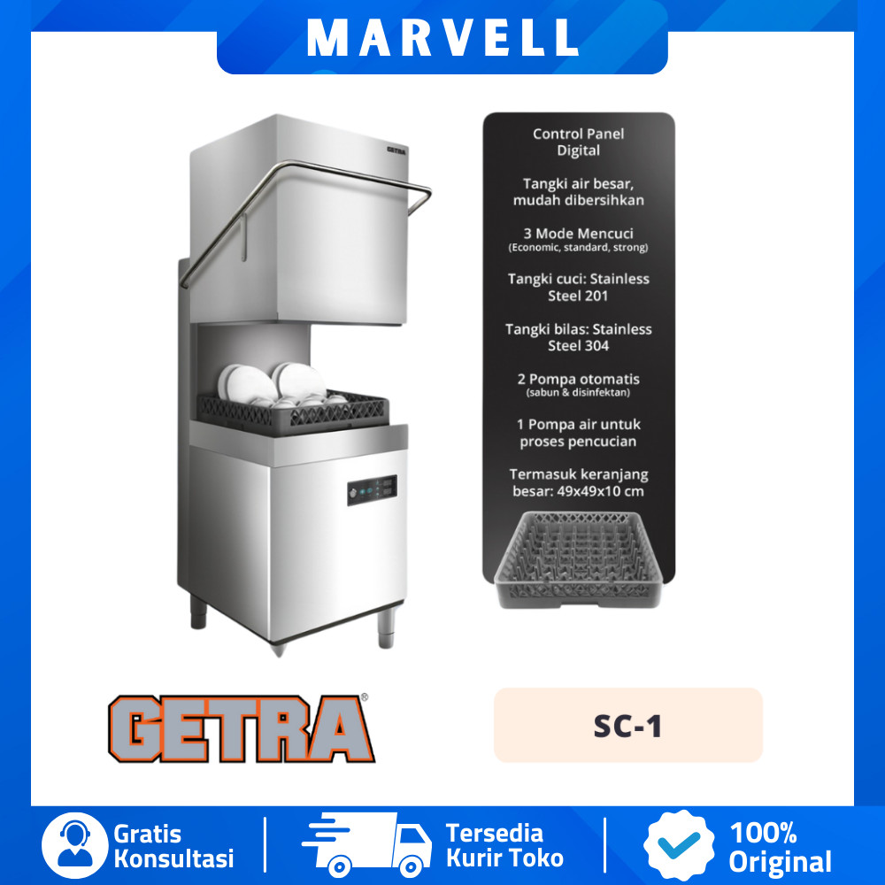 Mesin Cuci Piring Otomatis Getra SC 1 Commercial Dishwasher 3 Mode Mencuci