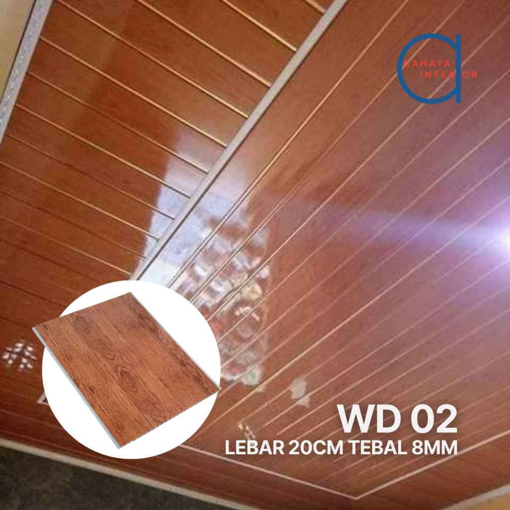 LAMIWOOD Plafon PVC Motif Kayu Glossy Premium Anti Air & Rayap Panjang 4 Meter 6 Meter