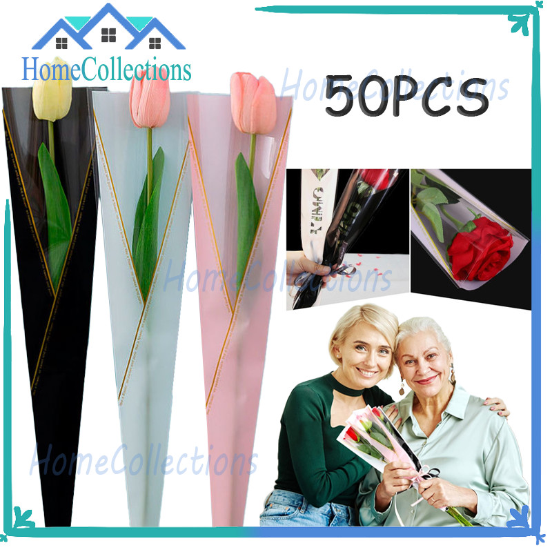 

(50 LEMBAR) Plastik Buket Bunga Single Flower Wrapping Single Rose Pembungkus Bunga