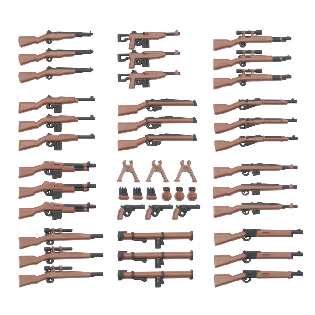 WW2 Famous Guns Mosin-Nagant Kar98K Rifle Weapon Boxes Soldier Military Figure Playmobil Model Build