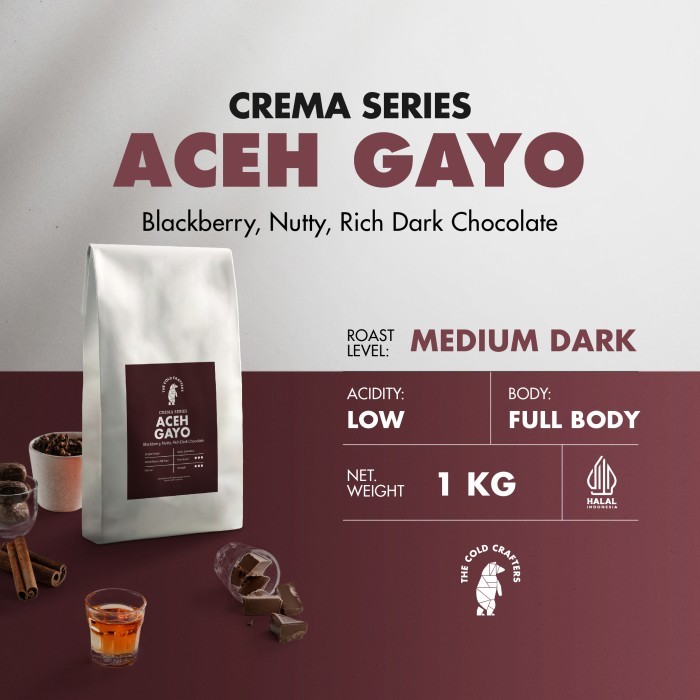 

Aceh Gayo Crema Series Arabika Coffee Arabica Biji Kopi Bubuk 1KG - Giling Kasar