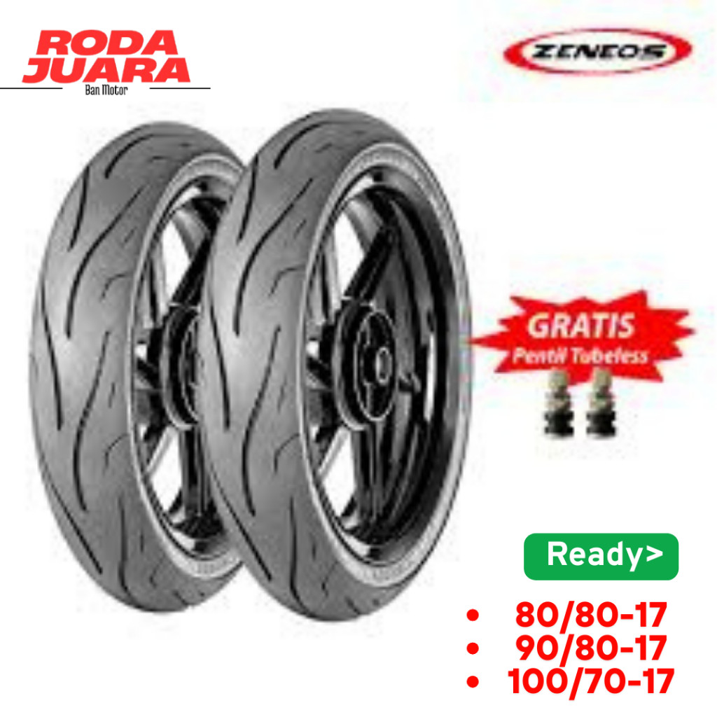 BAN ZENEOS RING 17 80/80 90/80 100/70 ZN62 SATUAN/SEPASANG BAN TUBELES MOTOR BEBEK