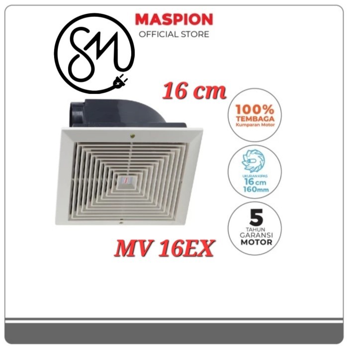 Exhaust fan Plafon Maspion MV-16EX 6 inch MV16EX Hexos corong ducting