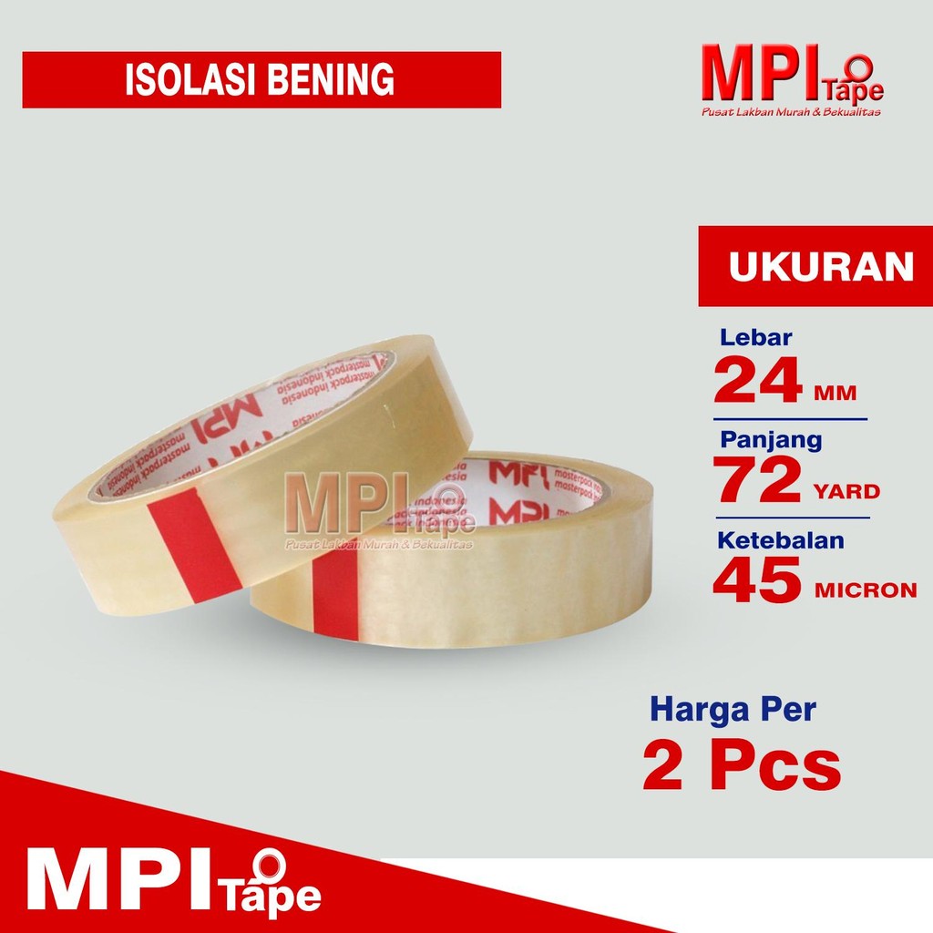 

2 PCS - Lakban Isolasi 24 mm x 72 Meter - Lakban Selotip Kecil - MPI
